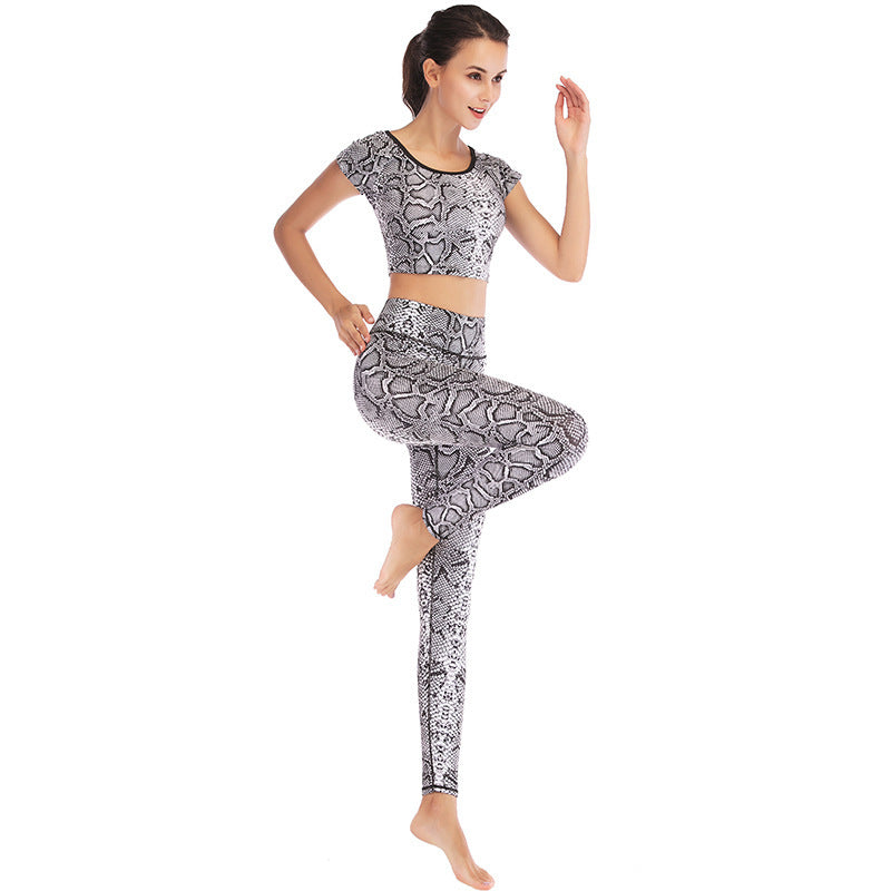 Printed navel short-sleeved quick-drying dance dress