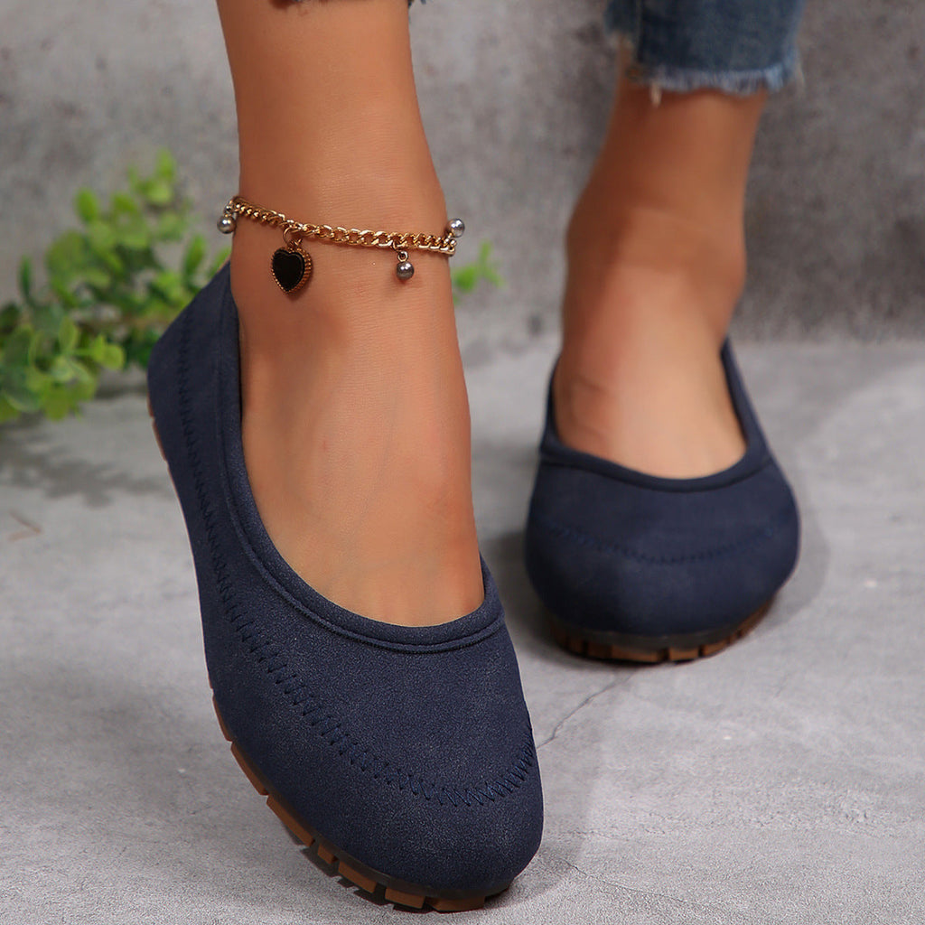 Women’s Low-Cut Round Toe Loafers – Slip-On Flat Casual Shoes